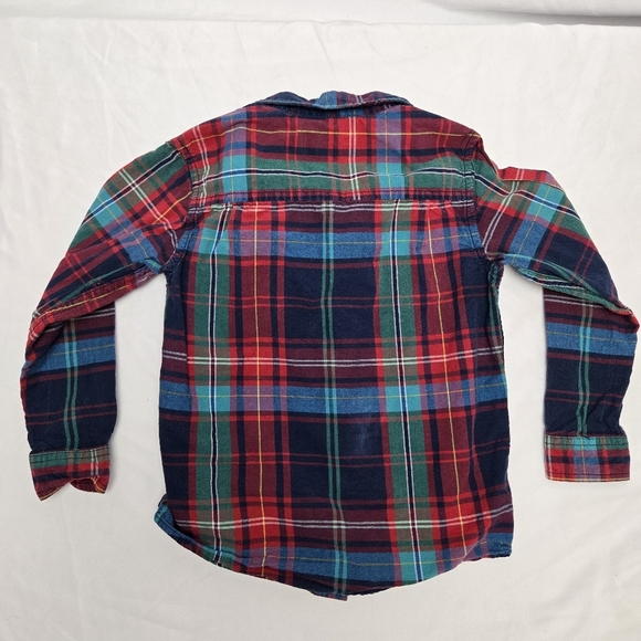 Boys The Children's Place Red Green plaid Print Button down Shirt Size 4T - Picture 7 of 8